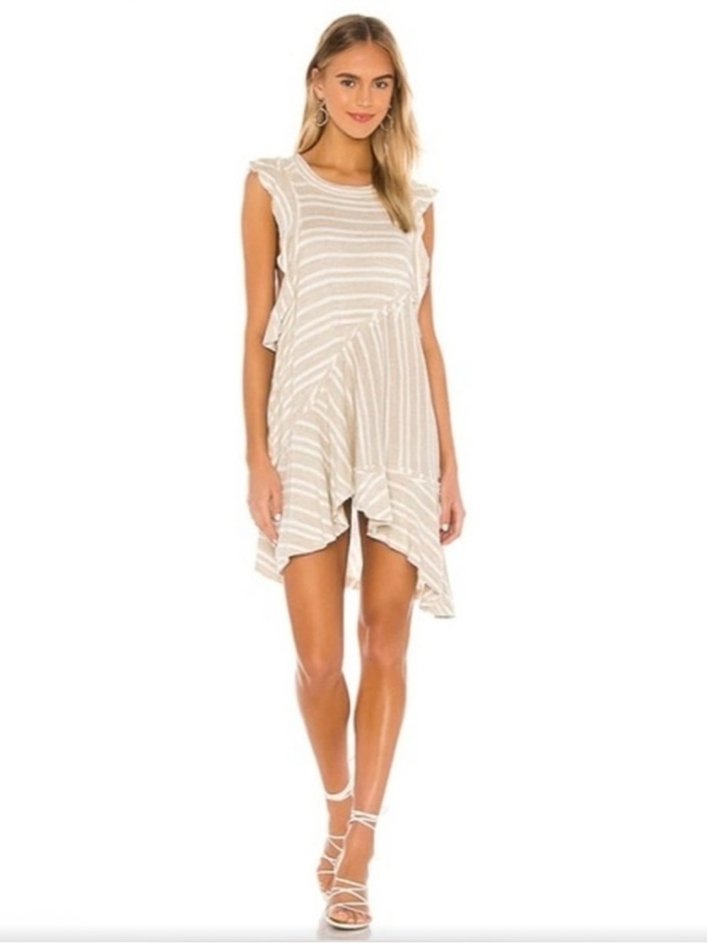 Free People Between the Lines Striped Sleeveless Tunic Dress, Cream & White, XS